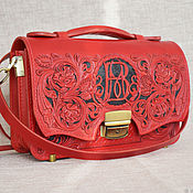 Сумки и аксессуары handmade. Livemaster - original item Women`s leather crossbody bag red. Handmade.