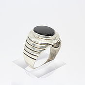 Украшения handmade. Livemaster - original item Men`s Manis Ring with onyx in 925 sterling silver HA0010. Handmade.