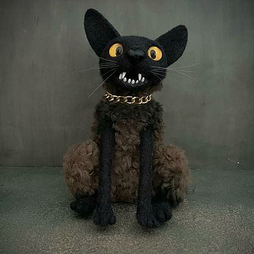 Котик Корниш Рекс черный. . Куклы и игрушки ручной работы - Ярмарка Мастеров Куклы и игрушки ручной работы. Ярмарка Мастеров - ручная работа Котик Корниш Рекс черный. Handmade.