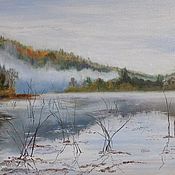 Картины и панно handmade. Livemaster - original item Painting misty morning on the river landscape oil on canvas. Handmade.