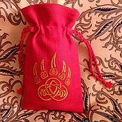 Для дома и интерьера handmade. Livemaster - original item Red linen bear paw pouch. Handmade.