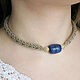 Necklace Lapis Lazuli Blue Beige Rutile Quartz Hair Choker Harness, Necklace, Kursk,  Фото №1