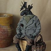 Куклы и игрушки handmade. Livemaster - original item interior doll: Moose with a basket. Handmade.