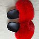 Red Arctic fox fur flip-flops. Flip flops. Warm gift. Online shopping on My Livemaster.  Фото №2