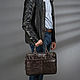 Leather business bag 'Clark' (blue antique). Classic Bag. Russian leather Guild. My Livemaster. Фото №6