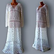 Одежда handmade. Livemaster - original item dresses: Long Boho dress with sleeves. Crocheted. Handmade.