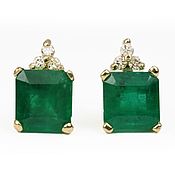 Украшения handmade. Livemaster - original item 2.92tcw Emerald Earrings, Emerald & Diamond Accent Stud Earrings. Handmade.