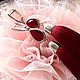 Earrings-brush Duchess of Burgundy Marsala wine rhodium se.glass. Tassel earrings. GolDFenix. Интернет-магазин Ярмарка Мастеров.  Фото №2