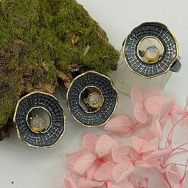 Украшения ручной работы. Ярмарка Мастеров - ручная работа Набор с опалом. Handmade.