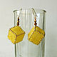 Beaded Earrings yellow and gold, Earrings, Tyumen,  Фото №1