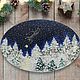 The night before Christmas winter landscape oval painting on canvas, Pictures, Moscow,  Фото №1