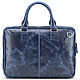 Leather business bag 'Clark' (blue antique). Classic Bag. Russian leather Guild. My Livemaster. Фото №4