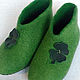 Felted Slippers green Clover for luck. Slippers. snezhana-snezhina (snezhanap). My Livemaster. Фото №5