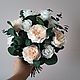 Неувядающий букет невесты с пионами и розами, Свадебные букеты, Москва,  Фото №1
