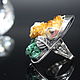 Boho ring with citrine and malachite in 925 silver ALS0003. Rings. Sunny Silver. My Livemaster. Фото №4