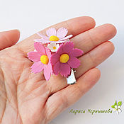 Украшения handmade. Livemaster - original item Cosmea clip brooch and white lilac. Handmade.