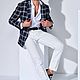 Костюмная в клетку лён с шелком LORO PIANA, Италия. Ткани. O!Fabric итальянские ткани. Ярмарка Мастеров.  Фото №7