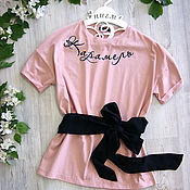 Одежда handmade. Livemaster - original item Pink women`s long t-shirt, summer oversize t-shirt Caramel. Handmade.