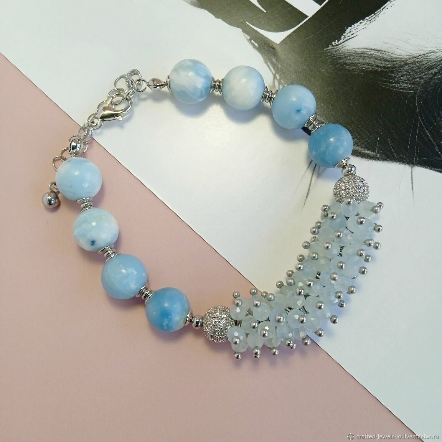 Браслет из бусин ларимара и аквамарина в интернет-магазине Ярмарка Мастеров по цене 3000 ₽ – X96DSRU | Браслет из бусин, Москва - доставка по России