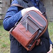 Сумки и аксессуары handmade. Livemaster - original item Backpacks: Women`s leather backpack brown-red Nyssa Mod R47. Handmade.
