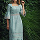 Elegant midi dress with author's embroidery ' Blue mist'. Dresses. KVITKA. Online shopping on My Livemaster.  Фото №2