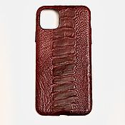 Сумки и аксессуары handmade. Livemaster - original item Case cover, for iPhone 11 Pro Max phone, made of ostrich leather.. Handmade.