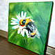 Painting Bumblebee on a chamomile Field Flower oil painting. Pictures. Lana Zaitceva. My Livemaster. Фото №6