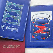Сумки и аксессуары handmade. Livemaster - original item ALMOST MATISSE, FISHES, passport cover. Handmade.