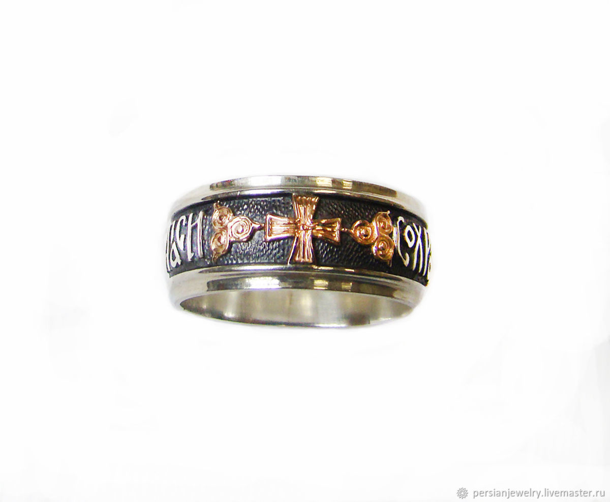 Ring 'Save and Protect' wide with an overlay of gold, Rings, Sevastopol,  Фото №1