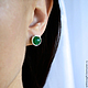 Серебряные серьги гвоздики с зеленым камнем. Серьги-пусеты. WITHLOVE.GIFT ●украшения●. Ярмарка Мастеров.  Фото №5