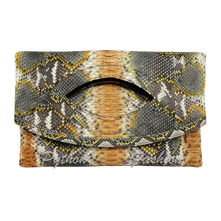Clutch of Python. Stylish clutch bag made from Python every day. Fashionable clutch bag made from Python with handle. Beautiful clutch bag made from Python. Festive clutch bag of Python. Women's clutc