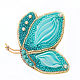 Brooch Butterfly blue turquoise Shibori silk, Brooches, St. Petersburg,  Фото №1