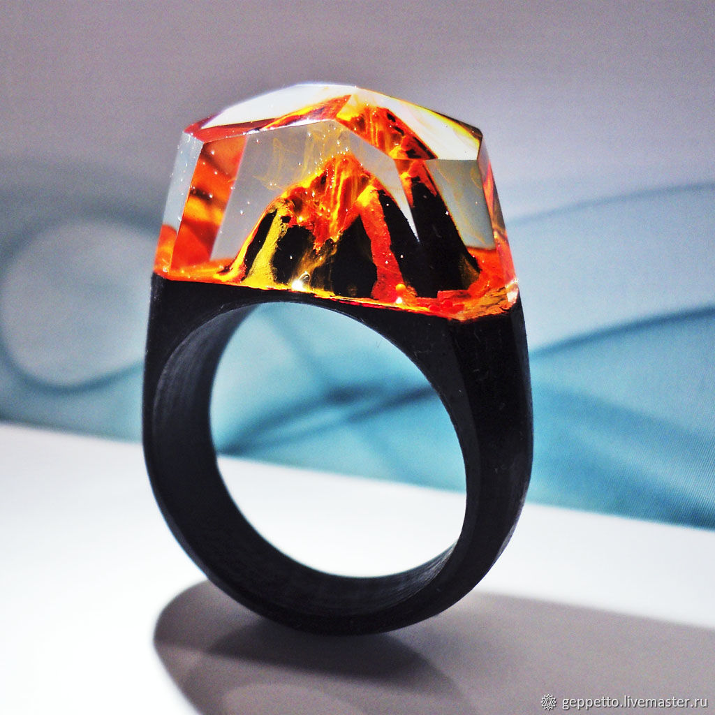 Wooden ring "Volcano" купить на Ярмарке Мастеров Rings