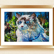 Картины и панно handmade. Livemaster - original item Painting with a cat 