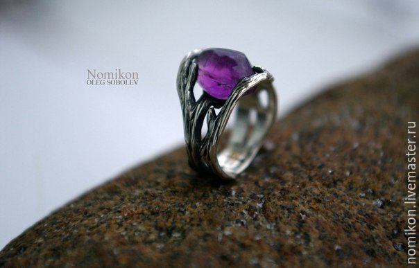 Ring 'Branch' of silver with amethyst, Rings, St. Petersburg,  Фото №1