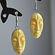 Yellow earrings with ceramic faces silver. Earrings. Little pleasures for every day. My Livemaster. Фото №4