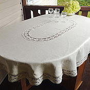 Для дома и интерьера handmade. Livemaster - original item Large oval tablecloth 300/165 linen 100%. Handmade.