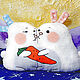 Toys Bunnies Cuddle pillow gift for February 14th, birthday, Toys, Novosibirsk,  Фото №1