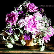 Полувеночек из шелковых цветов "Пудровые оттенки"
