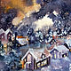 Картина Снегопад в горах  Акварель 12/20 см. Картины. Gold cockatoo. Ярмарка Мастеров.  Фото №4