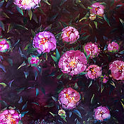 Картины и панно handmade. Livemaster - original item Oil painting Pink peonies on a dark background. Interior PEONIES.. Handmade.