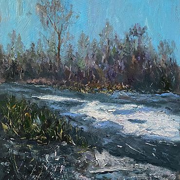 Картины и панно ручной работы. Ярмарка Мастеров - ручная работа Зимний пейзаж, картина маслом, 40 на  50 см.. Handmade.