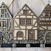 Для дома и интерьера handmade. Livemaster - original item Housekeeper Alpine Town.Wall housekeeper.Housekeeper with houses.. Handmade.