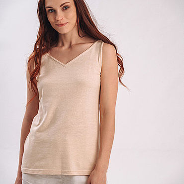 Женская бежевая майка из конопли. Натуральная одежда Uzor Wear. Одежда женская ручной работы - Ярмарка Мастеров Одежда женская ручной работы. Ярмарка Мастеров - ручная работа Женская бежевая майка из конопли. Handmade.