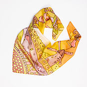 Аксессуары handmade. Livemaster - original item Light yellow silk handkerchief 