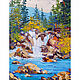 Картина мастихином Водопад в горах, Картины, Сочи,  Фото №1
