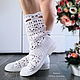 Botas cortas blancas de algodón calado de verano para mujer. Ankle boot. MadameBoots. Ярмарка Мастеров.  Фото №4
