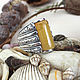 Перстень из толстого серебра ручной работы с камнем багет янтарь, Перстень, Стамбул,  Фото №1