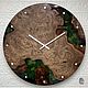 Часы 50 см из капа карагача со мхом. Часы классические. Akutrau Woodworking. Интернет-магазин Ярмарка Мастеров.  Фото №2