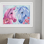 Картины и панно handmade. Livemaster - original item Watercolor Painting in the land of unicorns. Handmade.